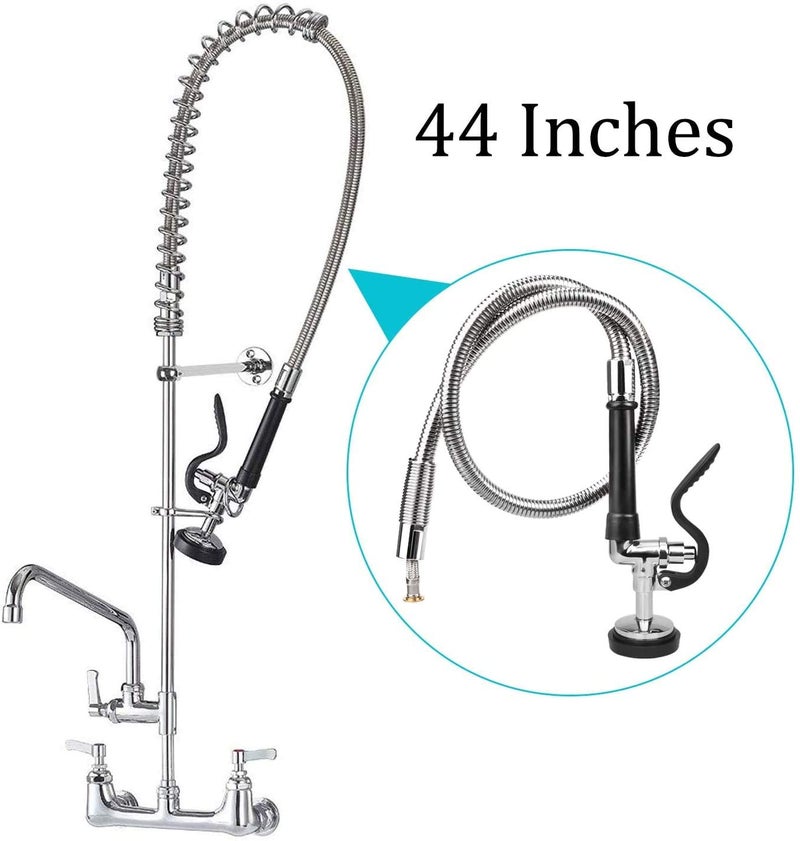 COOLWEST Pre-Rinse Hose with Spray Valve 44 Inch Flexible Stainless Hose with Sprayer Nozzle Head Replacement Kit for Commercial Kitchen Sink Faucet(Free Brass Adapter to Connect Add-on Swivel Spout) - Image 5